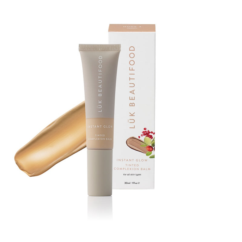 Buy Luk Beautifood Instant Glow Tinted Complexion Balm in Nude 4 Medium colour at One Fine Secret. Natural & Organic Makeup Clean Beauty Store in Melbourne, Australia.