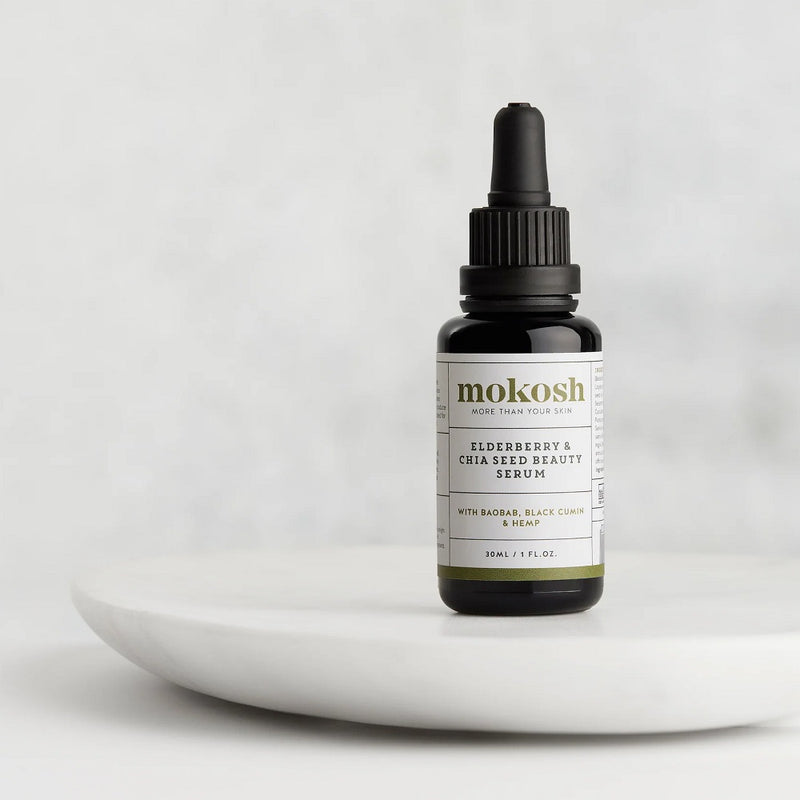 Australian Certified Organic Skincare. Buy Mokosh Elderberry & Chia Seed Beauty Serum 30ml at One Fine Secret. Clean Beauty Store in Melbourne, Australia.