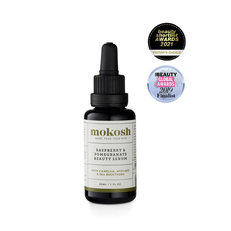 Australian Certified Organic Skincare. Buy Mokosh Raspberry & Pomegranate Beauty Serum 30ml at One Fine Secret. Clean Beauty Store in Melbourne, Australia.