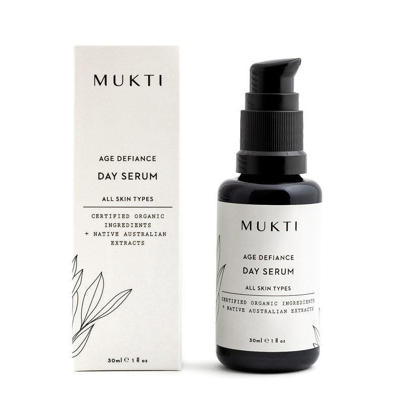 Australian Certified Organic Skincare. Shop Mukti Age Defiance Day Serum 30ml at One Fine Secret, Natural & Organic Skincare Makeup Clean Beauty Store Melbourne Australia