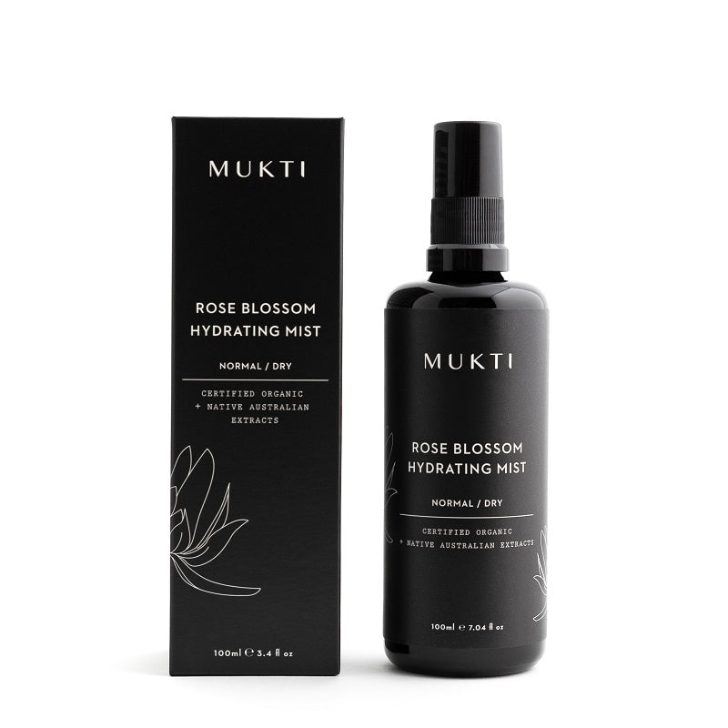 Australian Certified Organic Skincare. Shop Mukti Rose Blossom Hydrating Mist 100ml at One Fine Secret, Natural & Organic Skincare Makeup Clean Beauty Store Melbourne Australia