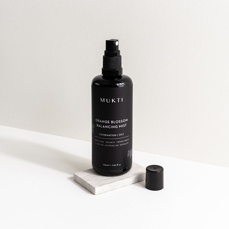 Australian Certified Organic Skincare. Shop Mukti Orange Blossom Balancing Mist 100ml at One Fine Secret, Natural & Organic Skincare Makeup Clean Beauty Store Melbourne Australia