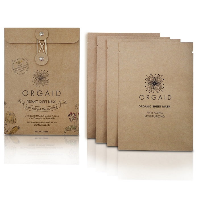 Innovative Organic Sheet Mask (Ecoderma) made in the USA. Orgaid Anti-aging & Moisturizing Organic Sheet Mask 4 Pack at One Fine Secret