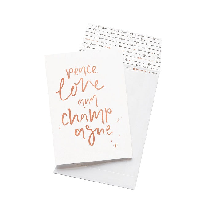Emma Kate Co. Greeting Card - Peace Love & Champagne. Clean Beauty Store One Fine Secret