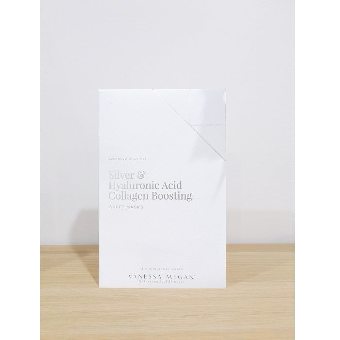 Buy Vanessa Megan Silver & Hyaluronic Acid Collagen Boosting Sheet Mask 3 Pack or Single Sheet at One Fine Secret. Official Stockist. Natural & Organic Skincare Clean Beauty Store in Melbourne, Australia.