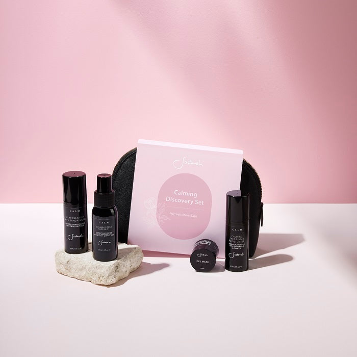 Sodashi natural skincare set for sensitive skin. Buy Sodashi Calming Discovery Set at One Fine Secret. Clean Beauty Store.