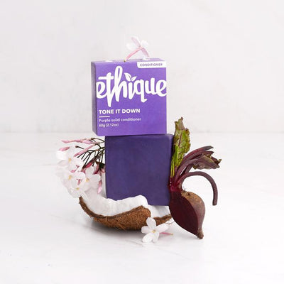 Buy Ethique Tone It Down - Purple Solid Conditioner Bar For Blonde & Silver Hair 60g at One Fine Secret. Ethique Official Stockist in Melbourne, Australia.