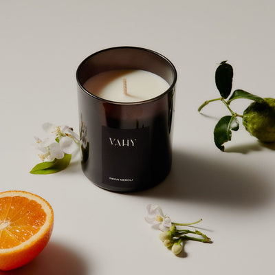 Buy Vahy Neon Neroli Natural Candle 280g at One Fine Secret. Official Stockist. Natural & Organic Perfume Clean Beauty Store in Melbourne, Australia.