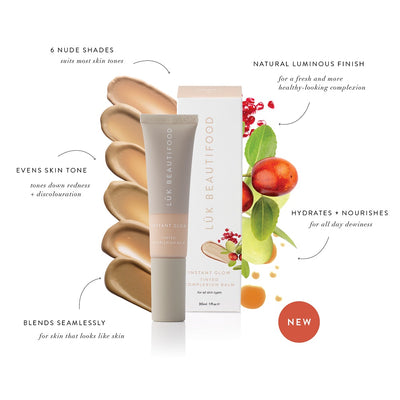 Buy Luk Beautifood Instant Glow Tinted Complexion Balm at One Fine Secret. 6 Shade Colours Available. Natural & Organic Makeup Clean Beauty Store in Melbourne, Australia.